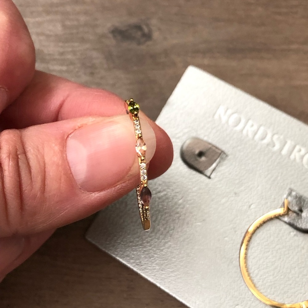 New Nordstrom inside out cubic zirconia hoop earrings - Picture 3 of 8